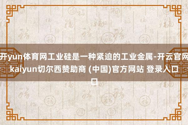 开yun体育网工业硅是一种紧迫的工业金属-开云官网kaiyun切尔西赞助商 (中国)官方网站 登录入口